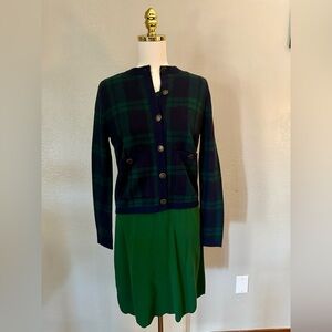 Brooks Brothers Navy and Green Knit Sweater and Ann Taylor Sweater Dress Set S
